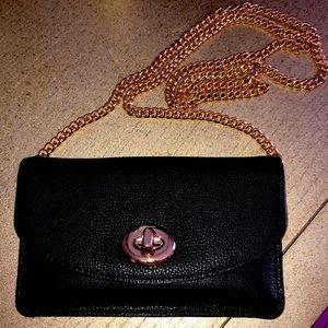 Coach black leather wallet crossbody